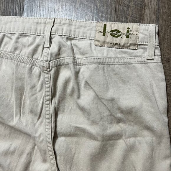 2000s Y2k L.e.i. Cream Khaki Mid Rise Flare Pants Jeans Womens Size 9 - Picture 5 of 6
